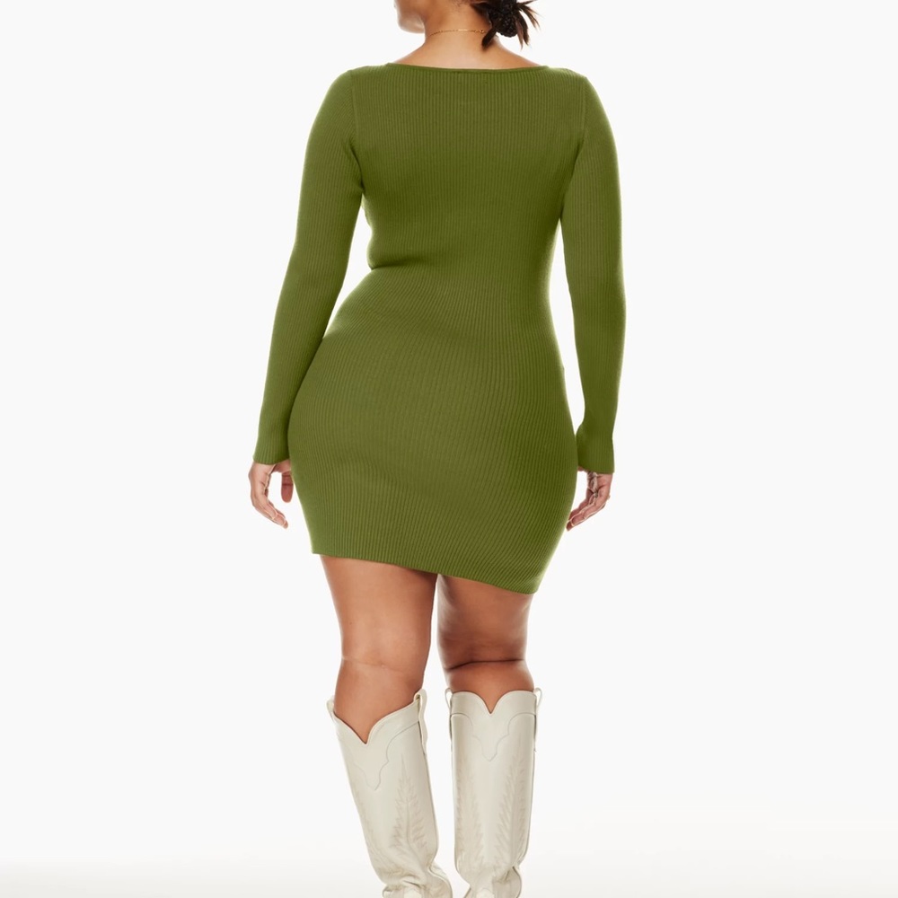 Wilfred Cutout Knit Longsleeve Mini Dress in Grotto Green Aritzia - Picture 3 of 9
